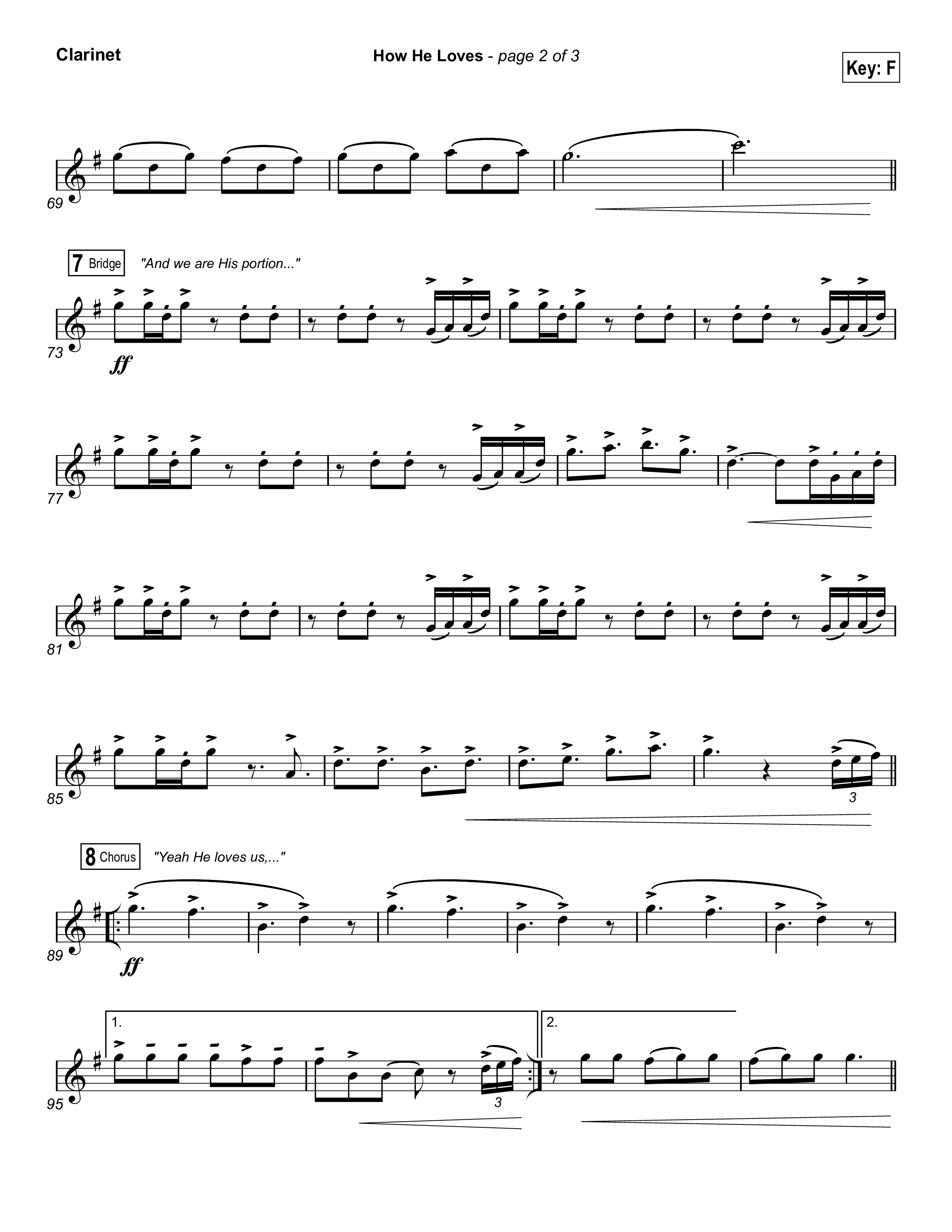 How He Loves Clarinet 1/2 (David Crowder / Passion)