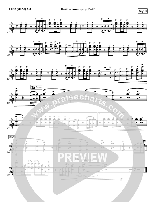 How He Loves Flute/Oboe 1/2/3 (David Crowder / Passion)