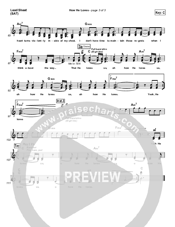 How He Loves Lead Sheet (David Crowder / Passion)