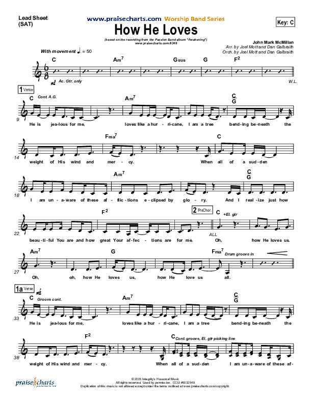 How He Loves Lead Sheet (SAT) (David Crowder / Passion)