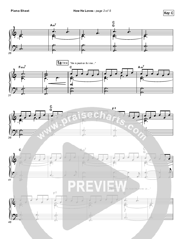 How He Loves Piano Sheet (David Crowder / Passion)