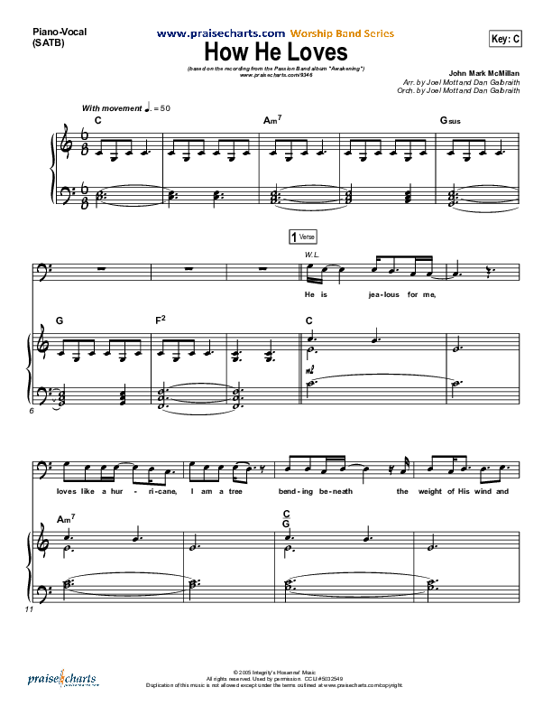 How He Loves Piano/Vocal (SATB) (David Crowder / Passion)