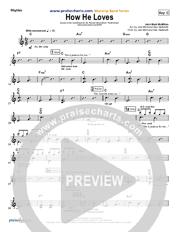 How He Loves Rhythm Chart (David Crowder / Passion)