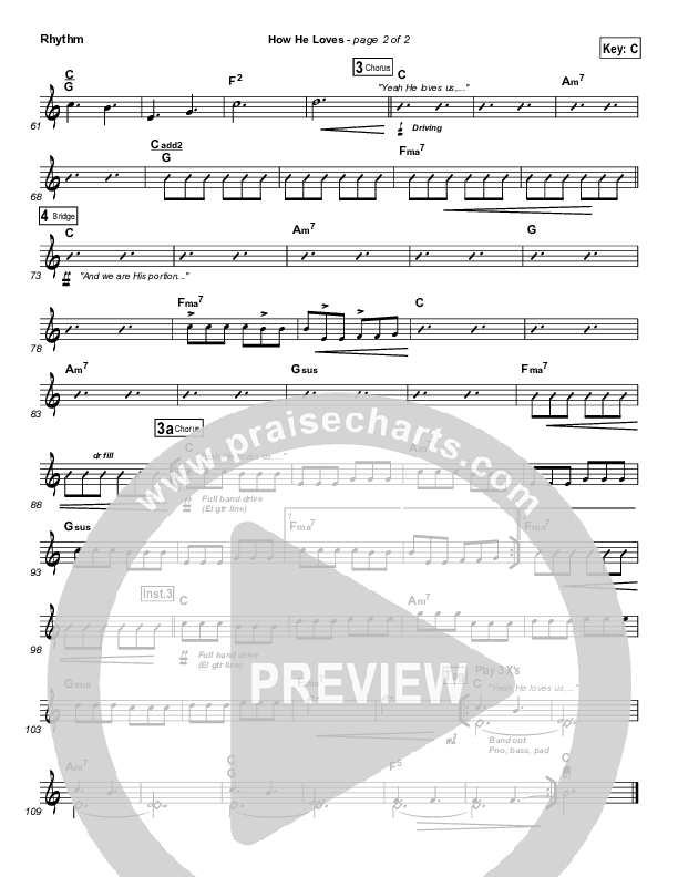 How He Loves Rhythm Chart (David Crowder / Passion)