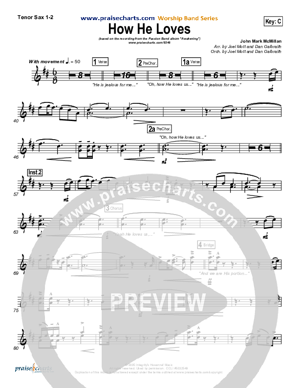 How He Loves Tenor Sax 1/2 (David Crowder / Passion)