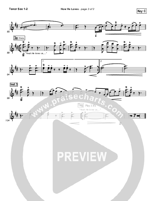 How He Loves Tenor Sax 1/2 (David Crowder / Passion)