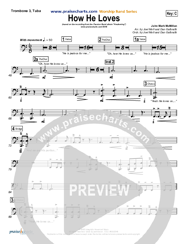 How He Loves Trombone 3/Tuba (David Crowder / Passion)