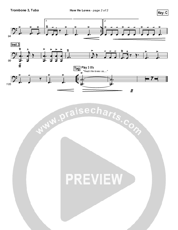 How He Loves Trombone 3/Tuba (David Crowder / Passion)