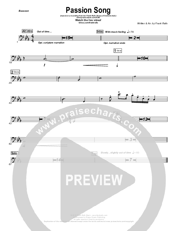 Passion Song (Instrumental) Bassoon (Frank Ralls)