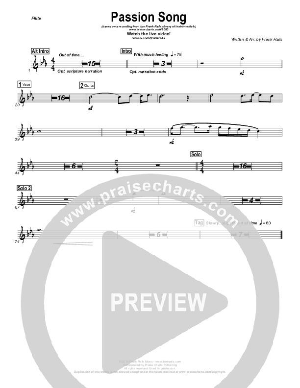 Passion Song (Instrumental) Flute (Frank Ralls)