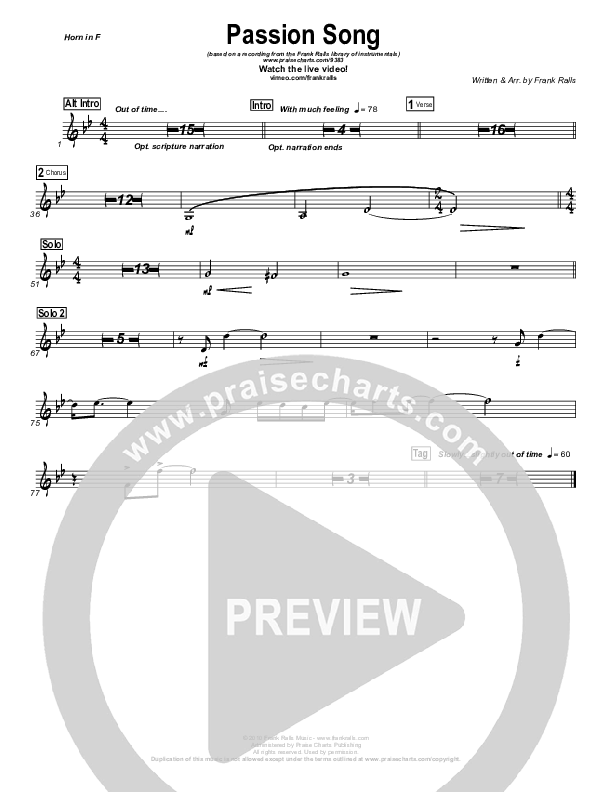 Passion Song (Instrumental) French Horn (Frank Ralls)