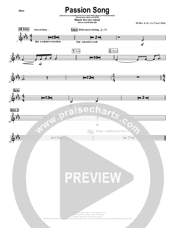 Passion Song (Instrumental) Oboe (Frank Ralls)