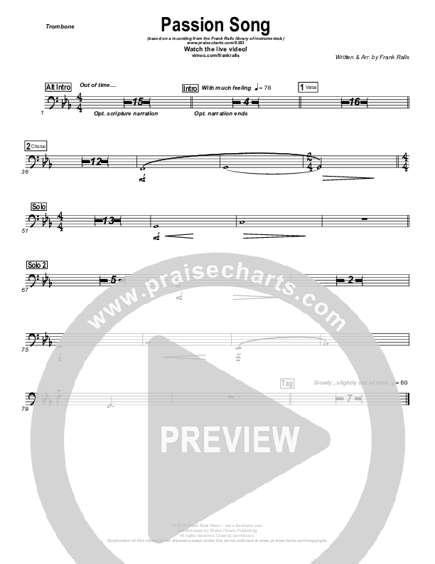 Passion Song (Instrumental) Trombone (Frank Ralls)