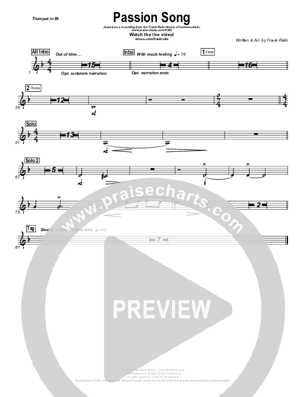 Passion Song (Instrumental) Trumpet (Frank Ralls)