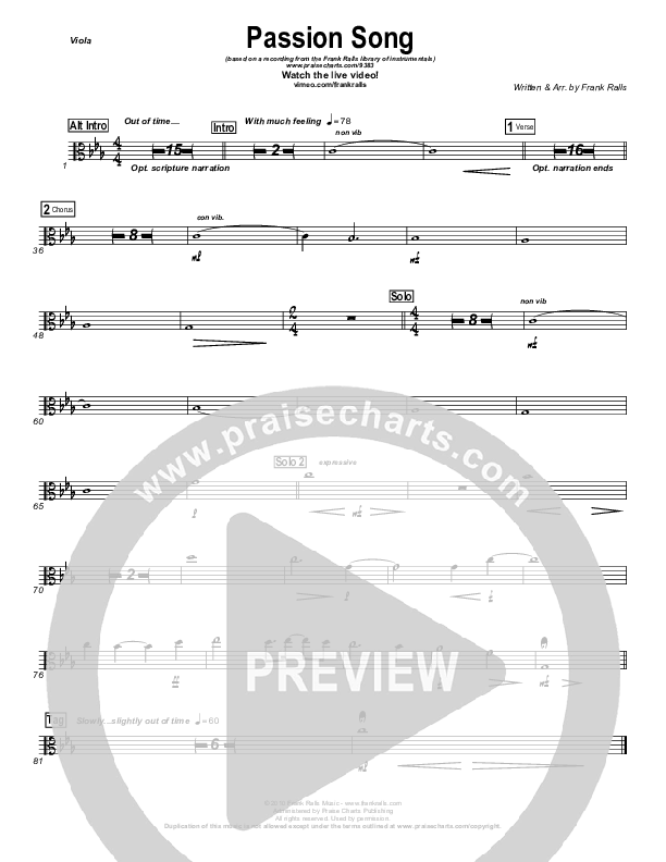 Passion Song (Instrumental) Viola (Frank Ralls)