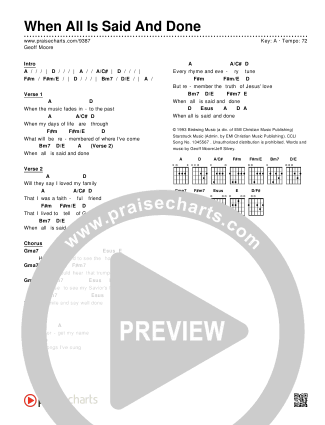 When All Is Said And Done Chords & Lyrics (Geoff Moore)