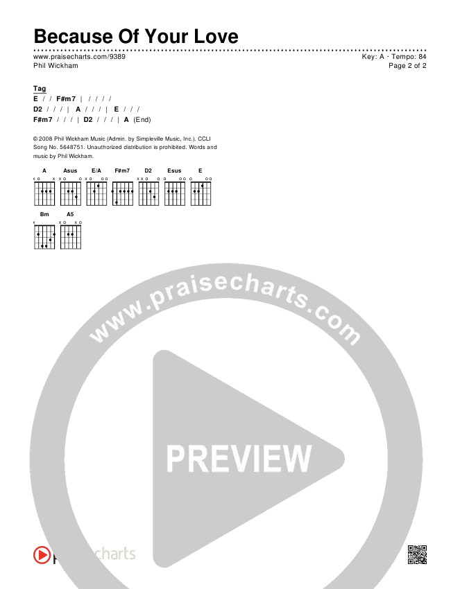 Because Of Your Love Chords & Lyrics (Phil Wickham)