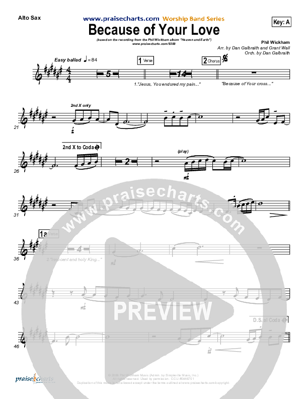 Because Of Your Love Alto Sax (Phil Wickham)