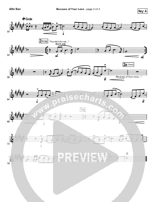 Because Of Your Love Alto Sax (Phil Wickham)