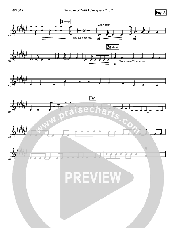 Because Of Your Love Bari Sax (Phil Wickham)