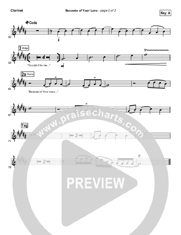 Because Of Your Love Clarinet (Phil Wickham)