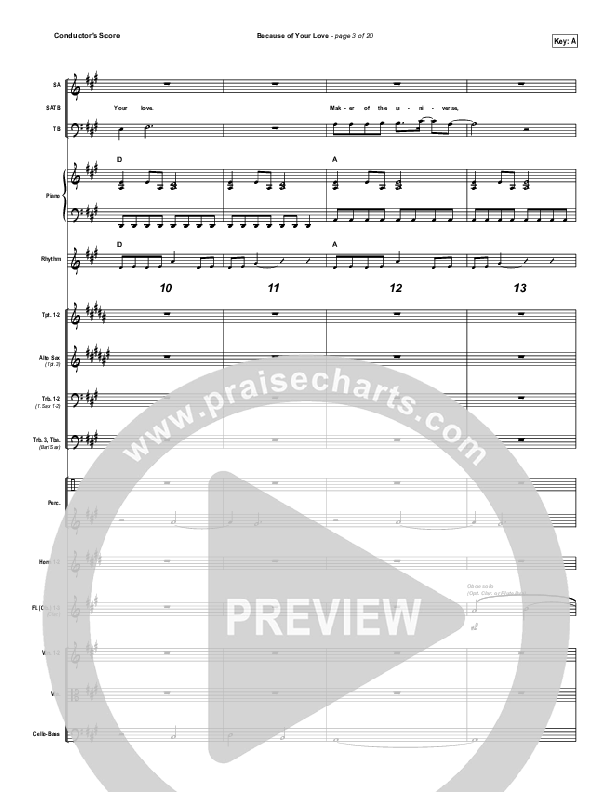 Because Of Your Love Conductor's Score (Phil Wickham)