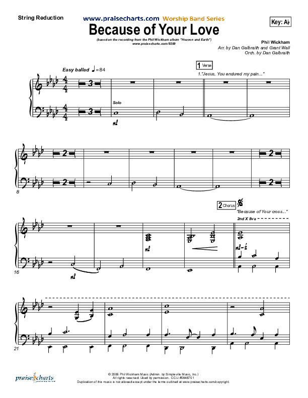 Because Of Your Love String Reduction (Phil Wickham)