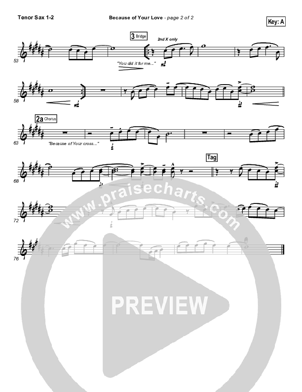 Because Of Your Love Tenor Sax 1/2 (Phil Wickham)