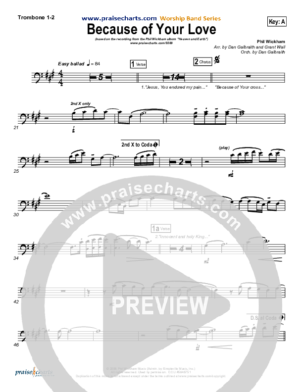 Because Of Your Love Trombone 1/2 (Phil Wickham)