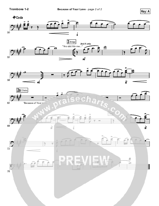 Because Of Your Love Trombone 1/2 (Phil Wickham)