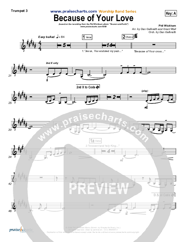 Because Of Your Love Trumpet 3 (Phil Wickham)