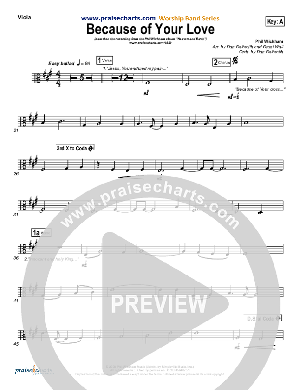 Because Of Your Love Viola (Phil Wickham)