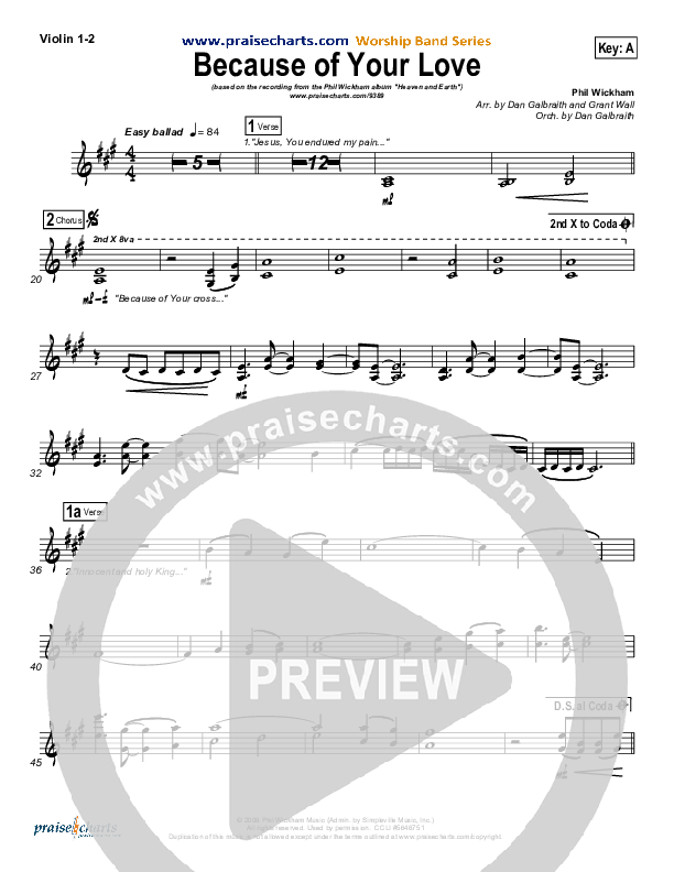 Because Of Your Love Violin 1/2 (Phil Wickham)