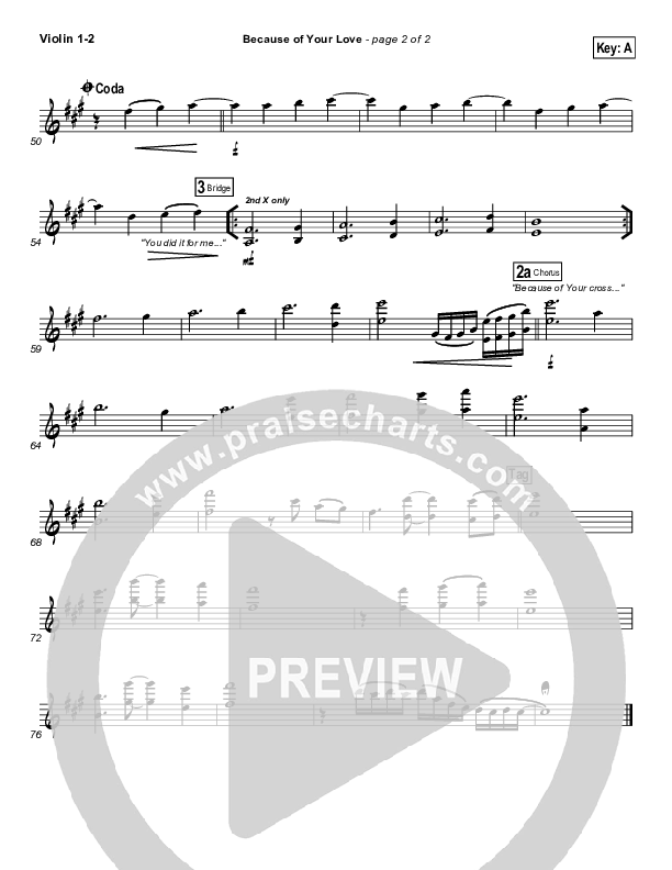 Because Of Your Love Violin 1/2 (Phil Wickham)