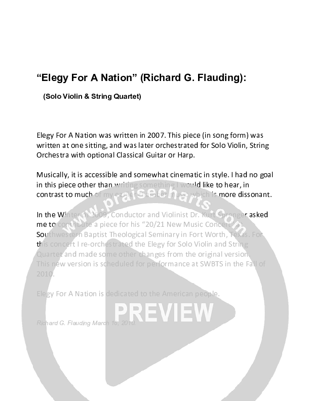 Elegy For A Nation (Instrumental) Cover Sheet (Ric Flauding)