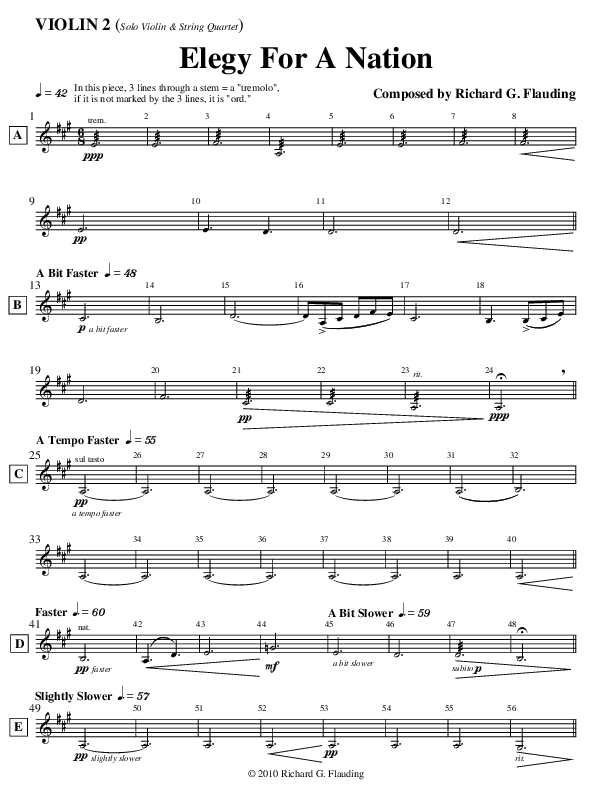 Elegy For A Nation (Instrumental) Violin 2 (Ric Flauding)