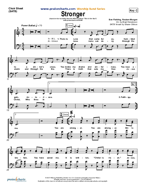 Stronger Choir Sheet (SATB) (Hillsong Worship)