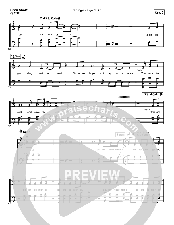 Stronger Vocal Sheet (SATB) (Hillsong Worship)