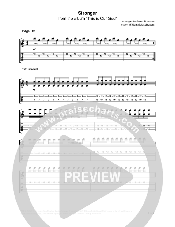 Stronger Guitar TAB/Riffs (Hillsong Worship)