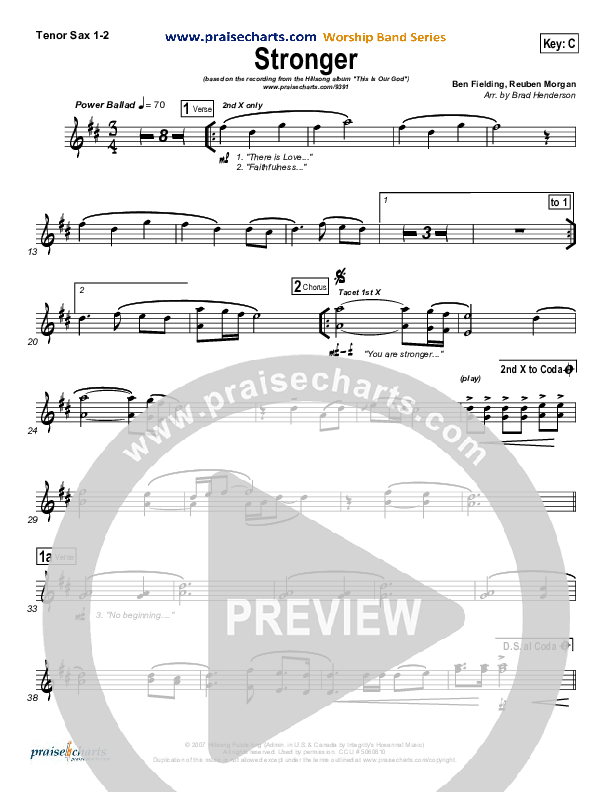 Stronger Tenor Sax 1/2 (Hillsong Worship)