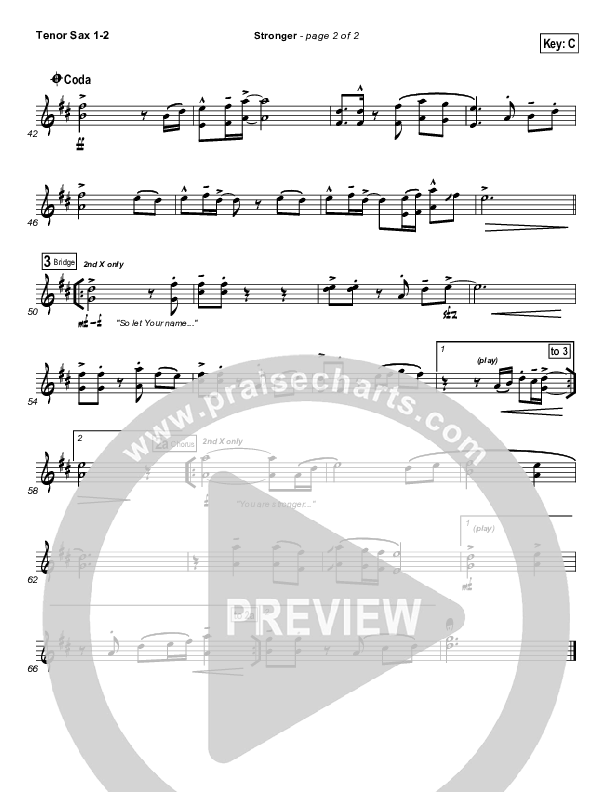 Stronger Tenor Sax 1/2 (Hillsong Worship)