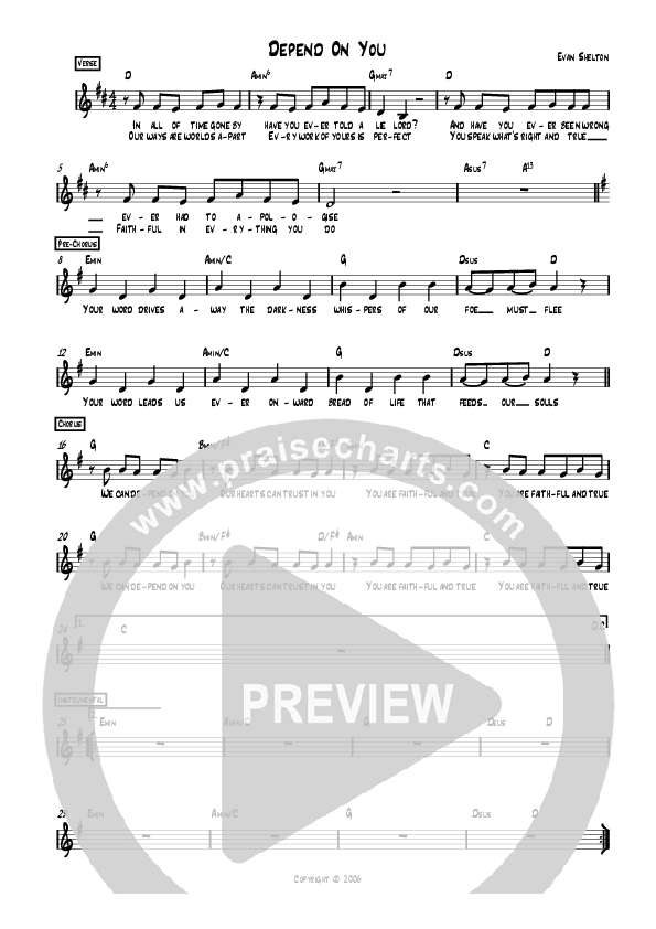 Depend On You Lead Sheet (AGMF Worship)