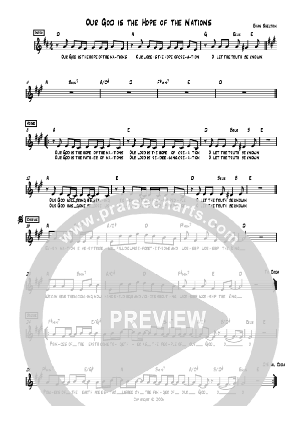 Our God Is The Hope Of The Nations Lead Sheet (AGMF Worship)
