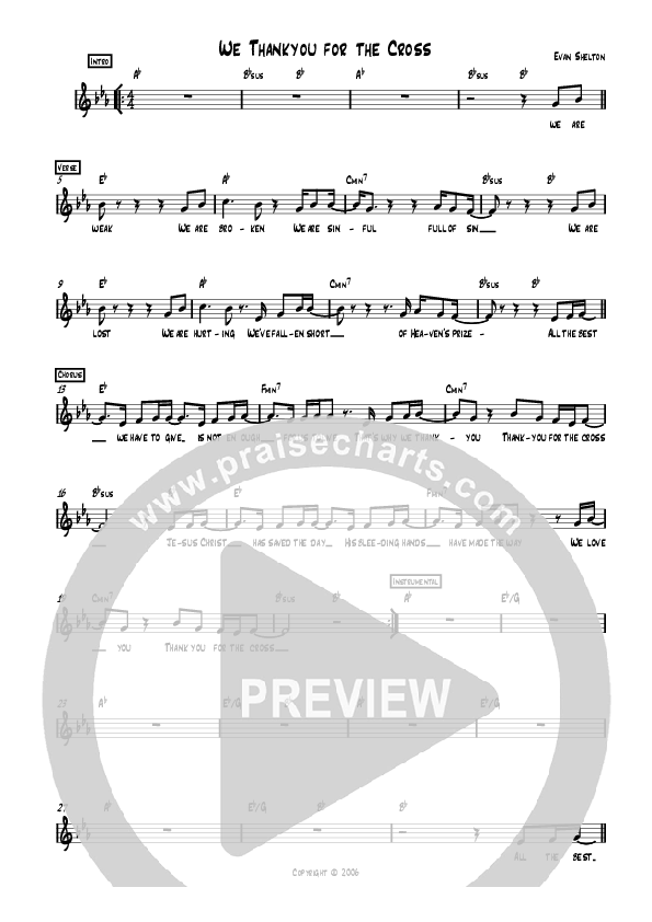 We Thank You For The Cross Lead Sheet (AGMF Worship)