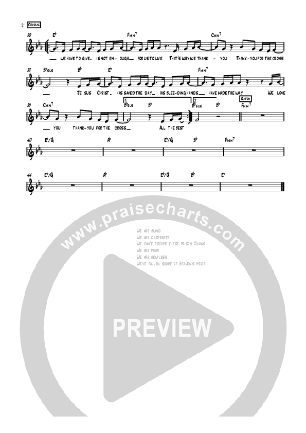 We Thank You For The Cross Lead Sheet (AGMF Worship)