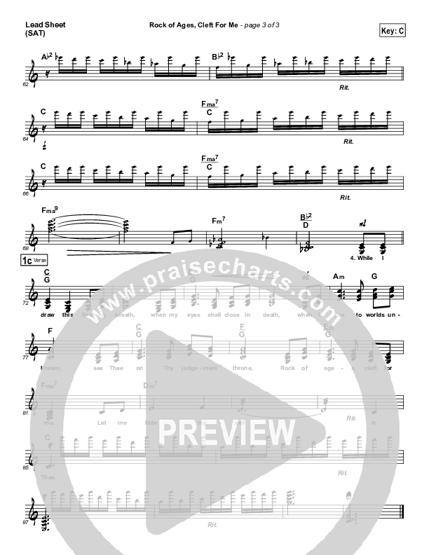 Rock Of Ages Cleft For Me Lead Sheet (Bob Kauflin)