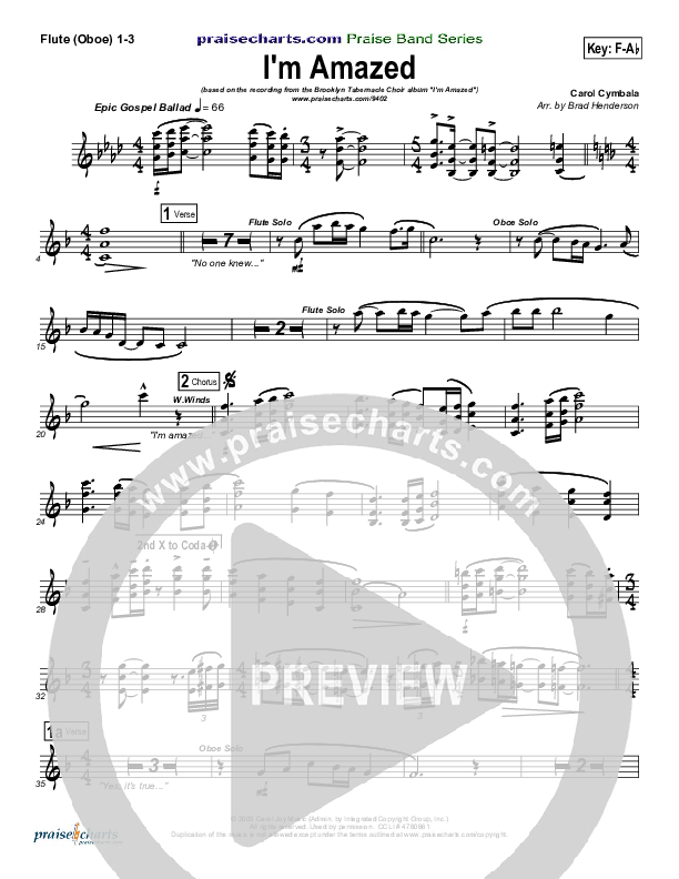 I'm Amazed Flute/Oboe 1/2/3 (The Brooklyn Tabernacle Choir)