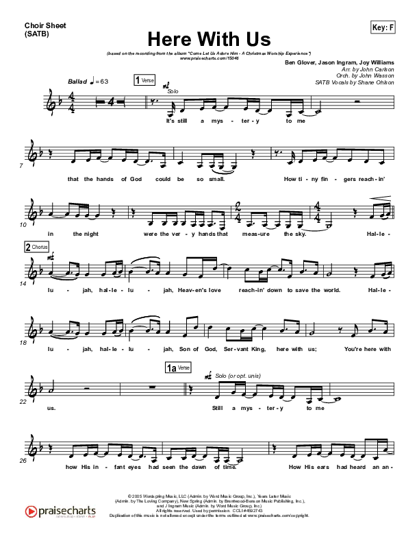 Here With Us Choir Vocals (SATB) (Joy Williams)