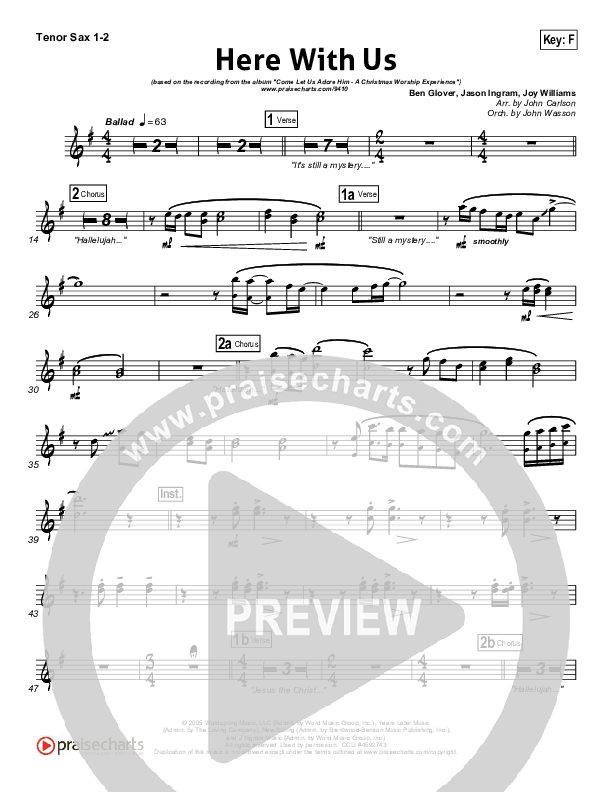 Here With Us Tenor Sax 1/2 (Joy Williams)