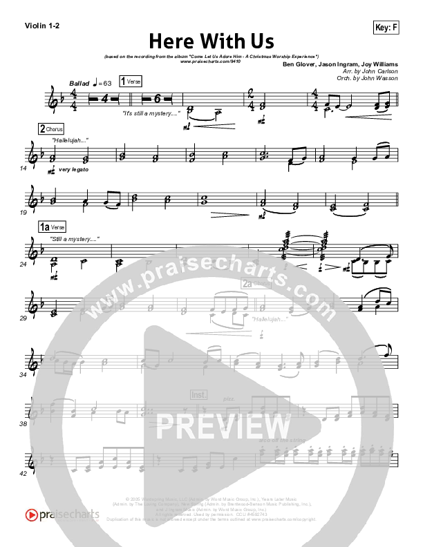 Here With Us Violin 1/2 (Joy Williams)